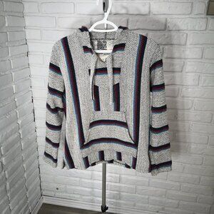 Original Senor Lopez Ladies Size Small Made in Mexico Grey Navy Red Teal Hoodie